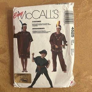 MCCall’s easy sew costume patterns 4525 NativeAmerican PeterPan Scarecrow